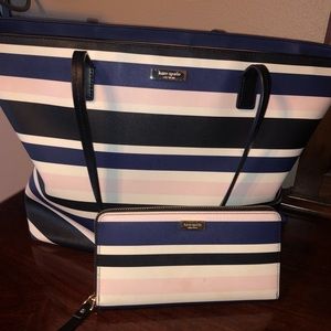 Kate spade Margaux tote and wallet navy pink white
